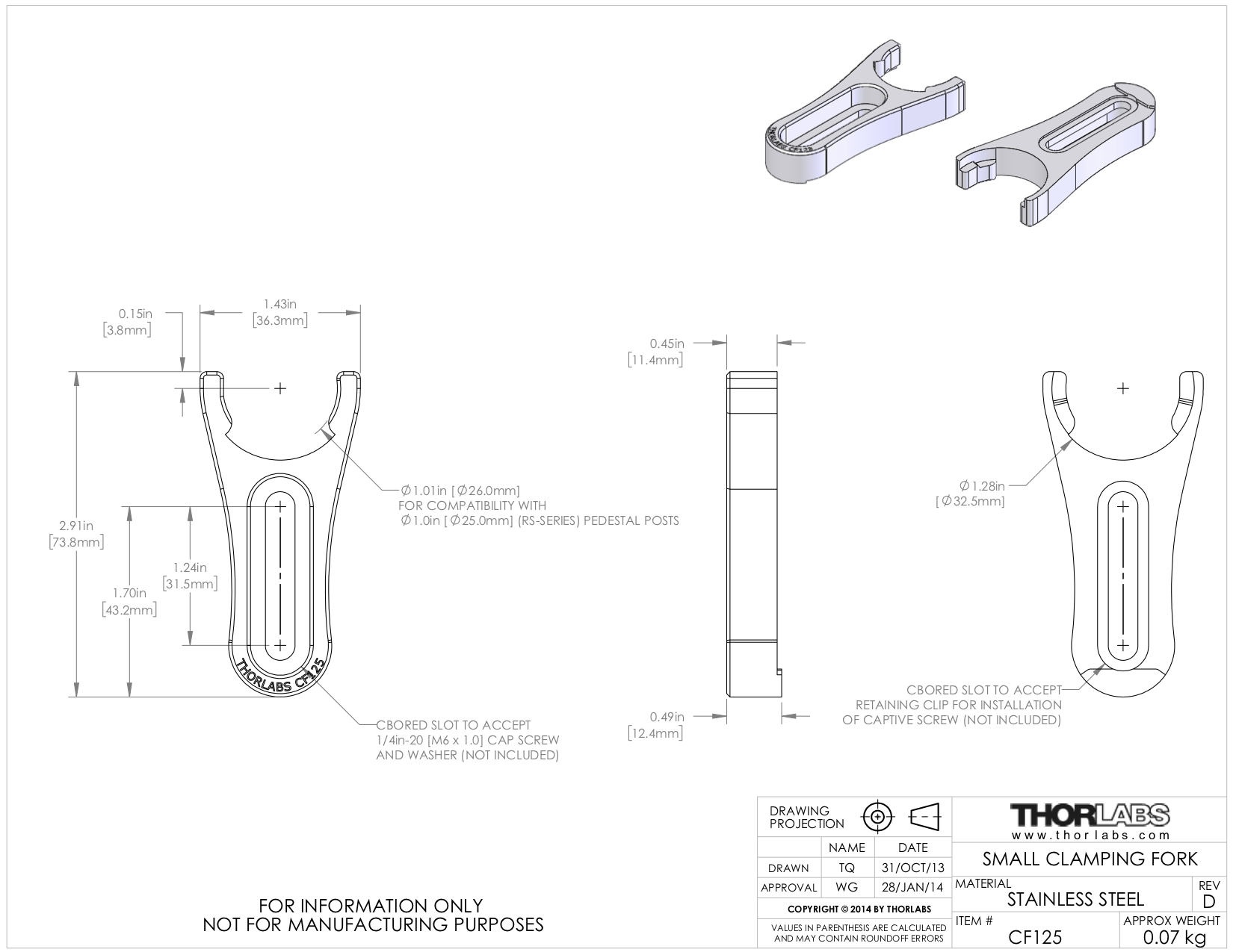 Clamping Forks for Ø1/2 Post Holders and Ø1 Pedestal Posts